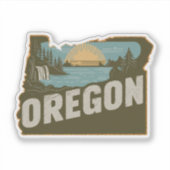 Retro Oregon Staat Sticker (Voorkant)