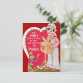 Retro Organ Grinder Valentijn Kaart (Staand voorkant)