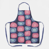 Retro Organic Rectangles Blauw en Roze Schort (Voorkant)