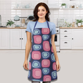 Retro Organic Rectangles Blauw en Roze Schort