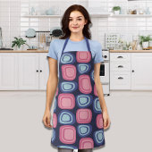 Retro Organic Rectangles Blauw en Roze Schort