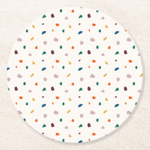 Retro Organische Kleuren Terrazzo Papier Onderzett Ronde Kartonnen Onderzetter
