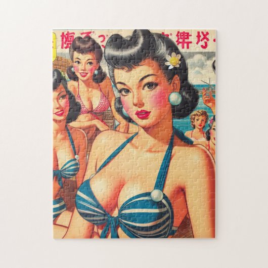 Retro Oriental Beach Girls Legpuzzel (Verticaal)