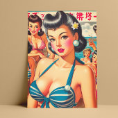 Retro Oriental Beach Meisjes Briefkaart