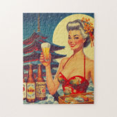 Retro Oriental Beer Girl Legpuzzel (Verticaal)