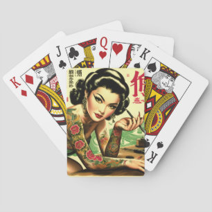 Retro Oriental Pin-up Pokerkaarten