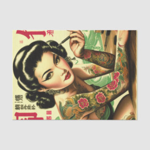Retro Oriental Pin-up Tissuepapier