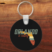  Retro Orlando Florida Stadskaart VS Sleutelhanger (Voorkant)
