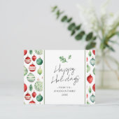 Retro Ornament Familie Kerstgroeten Briefkaart (Staand voorkant)