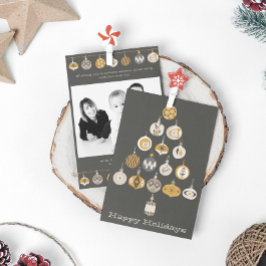 Retro Ornament Foto Kerstboom Vakantie Kaart