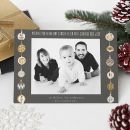 Retro Ornament Foto Kerstvakantie Kaart