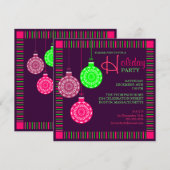 Retro Ornament Holiday Party Uitnodiging (Voorkant / Achterkant)