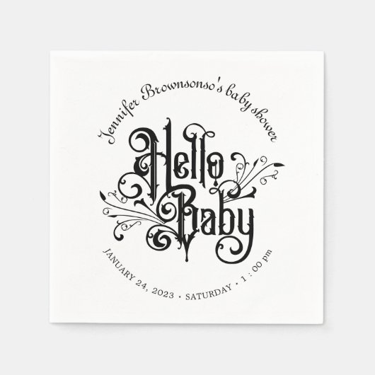 Retro Ornament Horror Gothic Hello Baby Servet (Voorkant)