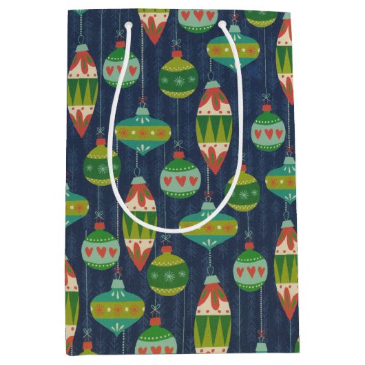  retro ornament Kerstvakantie Winter Medium Cadeauzakje (Voorkant)