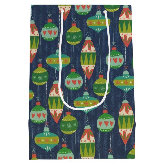  retro ornament Kerstvakantie Winter Medium Cadeauzakje (Achterkant)