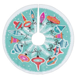 Retro Ornamenten Aqua Achtergrond Kerstboom Rok