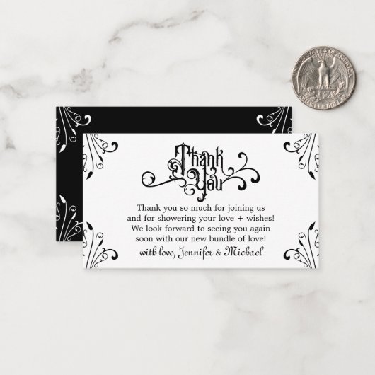 Retro  Ornamenten Bedankt Notitiekaartje (Voorkant / Achterkant in situ)