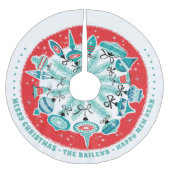 Retro Ornamenten boomrok met aangepaste naam Kerstboom Rok (Voorkant)