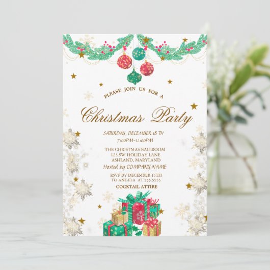 Retro Ornamenten Cadeaus Sneeuwvlokken Kerst Kaart (Staand voorkant)