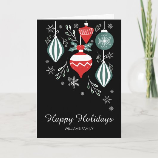 Retro Ornamenten Feestdagen Kaart (Voorkant)