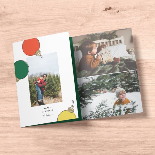 Retro Ornamenten foto Drieluik Wenskaart