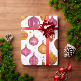 Retro Ornamenten Kerst Cadeaupapier