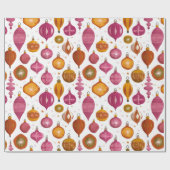 Retro Ornamenten Kerst Cadeaupapier (Vlak)