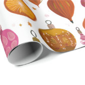 Retro Ornamenten Kerst Cadeaupapier (Rol Hoek)