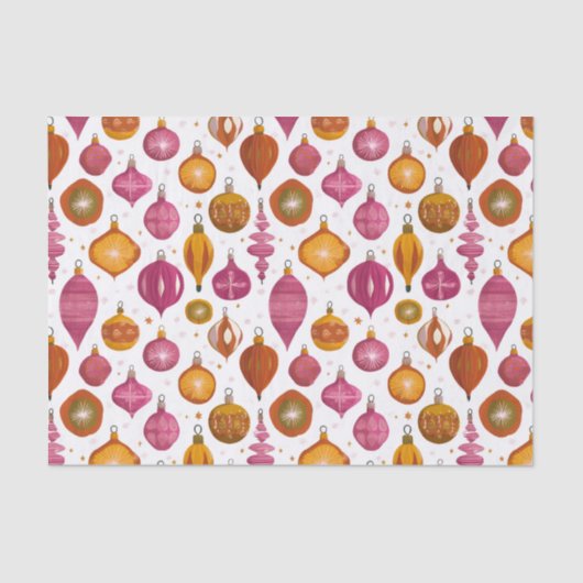 Retro Ornamenten Kerst Tissuepapier (Voorkant)