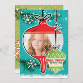 Retro Ornamenten Kerstkaarten Kaart (Voorkant / Achterkant)