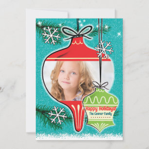 Retro Ornamenten Kerstkaarten Kaart