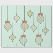 Retro Ornamenten kerstpapier Cadeaupapier (Vlak)