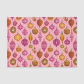 Retro Ornamenten op Roze Kerst Tissuepapier (Voorkant)