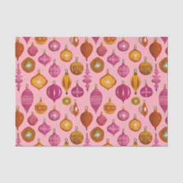 Retro Ornamenten op Roze Kerst Tissuepapier
