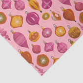 Retro Ornamenten op Roze Kerst Tissuepapier (Detail)