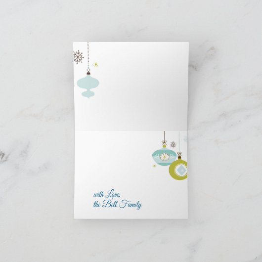 Retro Ornamenten, Prettig Kerstfeest Feestdagen Kaart (Binnen)