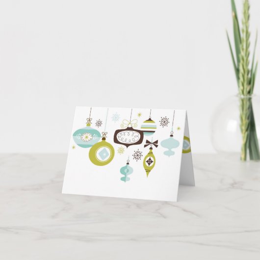 Retro Ornamenten, Prettig Kerstfeest Feestdagen Kaart (Voorkant)