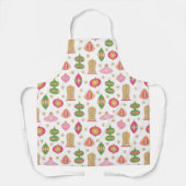 Retro Ornamenten - Roze Groen Goud Kerst Schort (Voorkant)
