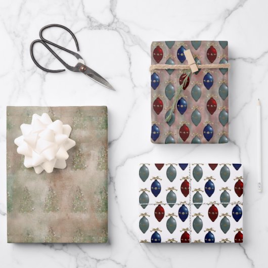 Retro Ornamenten Tree Inpakpapier Vel (Voorkant)