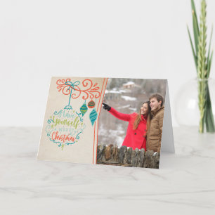 Retro Ornamenten & vrolijk kerstbal - Foto Feestdagen Kaart