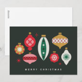 Retro Ornamenten - Vrolijk kerstfeest Feestdagenkaart (Voorkant / Achterkant)