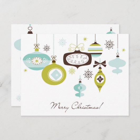 Retro-Ornamenten, vrolijk kerstfeest Feestdagenkaart (Voorkant / Achterkant)