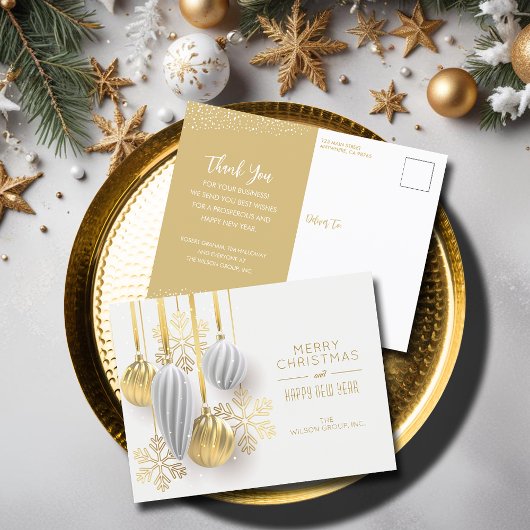 Retro Ornamenten Zakelijke Kerstgroet Feestdagenkaart