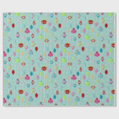 Retro Ornaments Blauwgroen Kerstmis Cadeaupapier (Vlak)