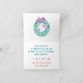 Retro Ornaments Blauwgroen Kerstmis Feestdagen Kaart (Binnen)