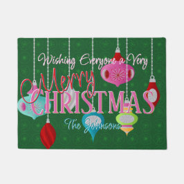 Retro Ornaments Green Kerstdoormat Deurmat