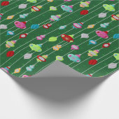 Retro Ornaments Green Kerstmis Cadeaupapier (Hoek)
