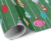 Retro Ornaments Green Kerstmis Cadeaupapier (Rol Hoek)