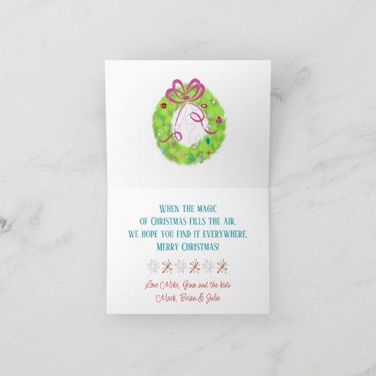 Retro Ornaments Green Kerstmis Feestdagen Kaart (Binnen)