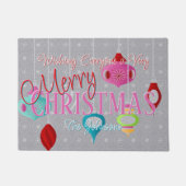 Retro Ornaments Grey Kerstdoormat Deurmat (Voorkant)